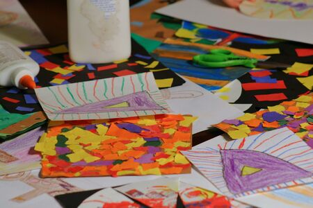 childrens artwork backgroundの写真素材