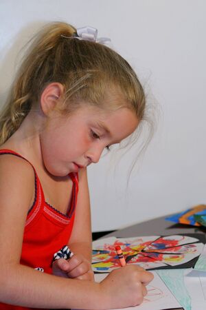 child coloring on paperの写真素材