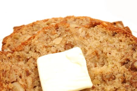 banana bread with butterの写真素材
