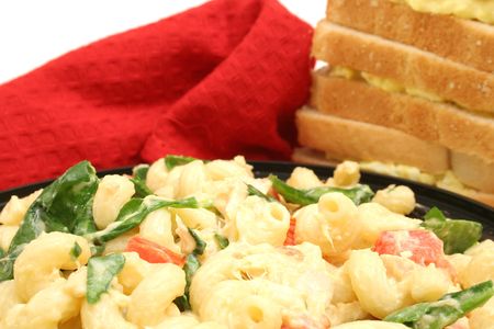 order of pasta salad & sandwichesの写真素材