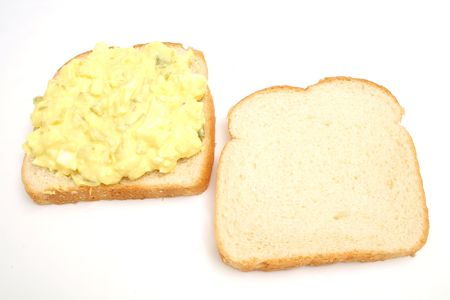 egg salad sandwich openの写真素材