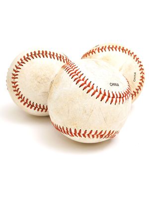 3 baseballs verticalの写真素材