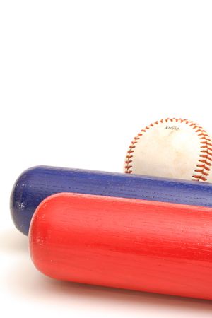 Two bats one ball verticalの写真素材