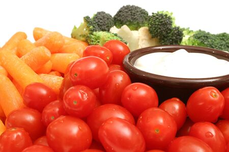 assorted vegetables w/dipの写真素材