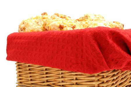 sausage cheese biscuit in basket levelの写真素材