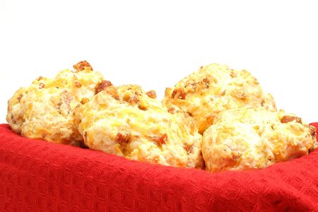 sausage biscuit on redの写真素材