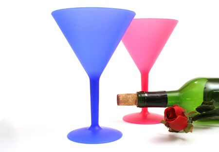 bar glasses & wine bottleの写真素材