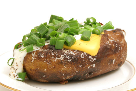 loaded baked potatoの写真素材