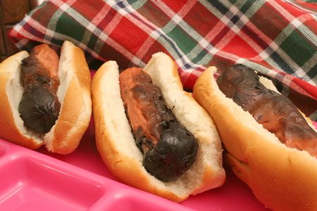 burnt hotdogsの写真素材