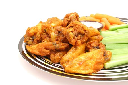 chicken wings w/celery & carrotsの写真素材