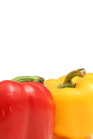 colorful yellow & red bell pepper verticalの写真素材