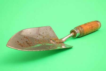 garden shovel on greenの写真素材