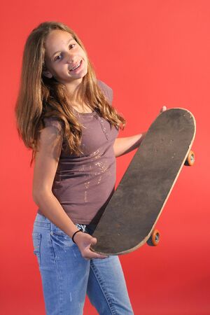 skateboard girlの写真素材