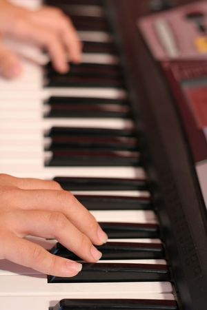 hands on keyboardの写真素材