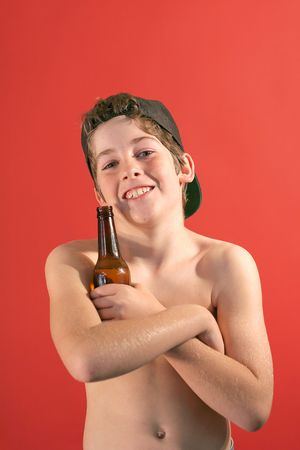 young kid with a beerの写真素材