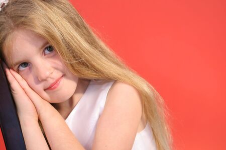 cute little girl funny expressionの写真素材