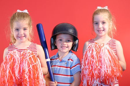 baseball boy & cheerleadersの写真素材