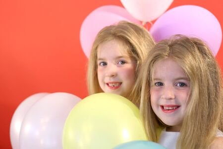 twins happy birthday balloonsの写真素材
