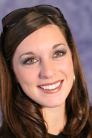 gorgeous brunette girl headshotの写真素材