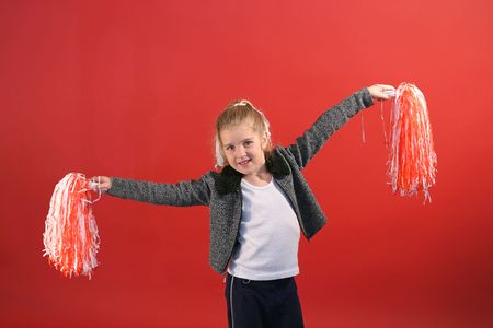 little girl cheerleaderの写真素材