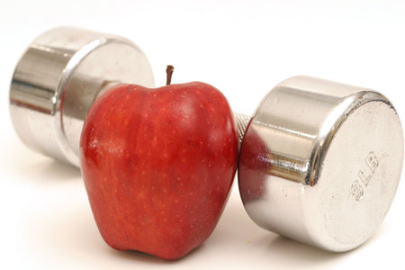 fitness weight & appleの写真素材