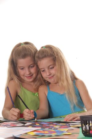 sisters coloring verticalの写真素材