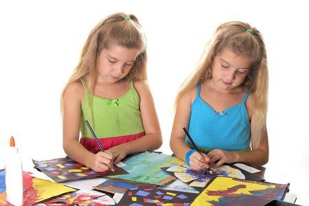 sisters coloring craftsの写真素材