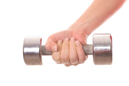 female holding dumbbell weightの写真素材