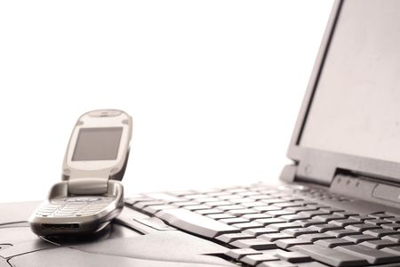 laptop computer & cellphoneの写真素材