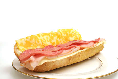 meat and cheese on plateの写真素材