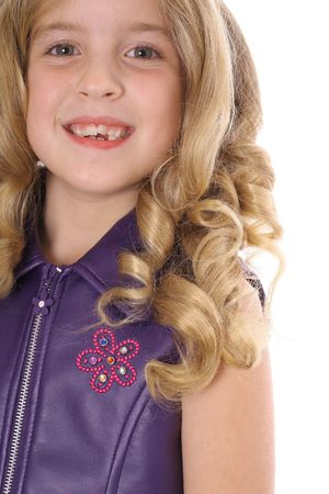 little blonde curls headshotの写真素材