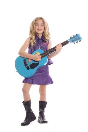 rockstar child playing guitarの写真素材