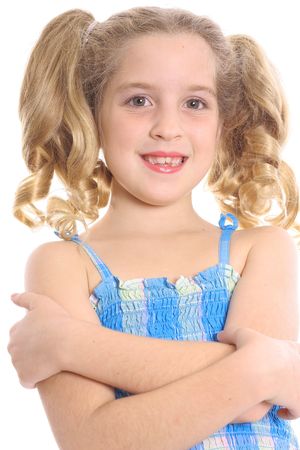 happy child with arms crossedの写真素材