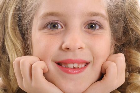 happy little girl headshotの写真素材