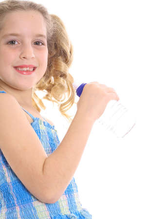 little girl drinking waterの写真素材