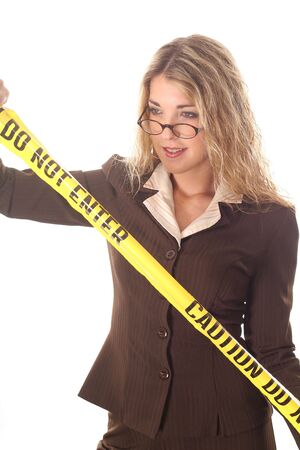 caution - sexy woman verticalの写真素材