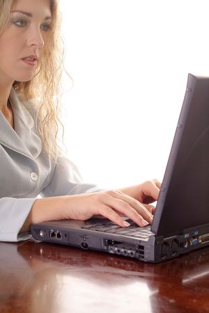 pretty woman checking emailsの写真素材