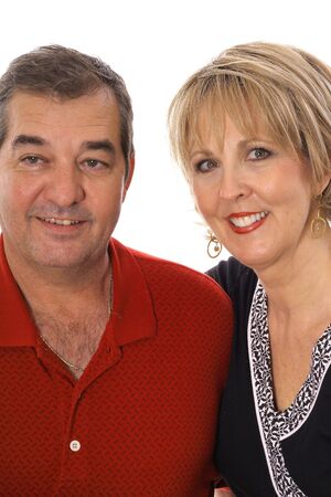 happy middle age couple on whiteの写真素材