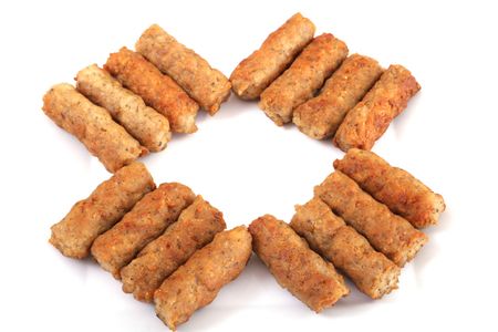 sausages on whiteの写真素材