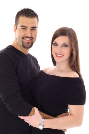 attractive couple isolated on whiteの写真素材
