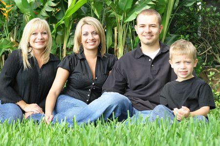 beautiful family outsideの写真素材