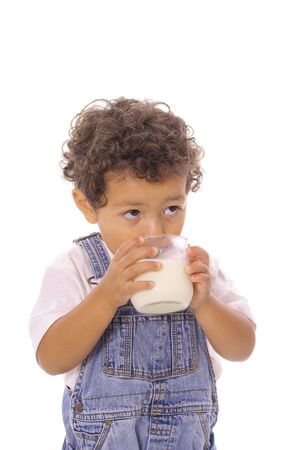 toddler drinking milkの写真素材