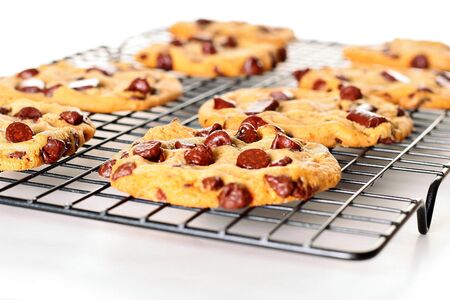 chocolate chip cookies coolingの写真素材