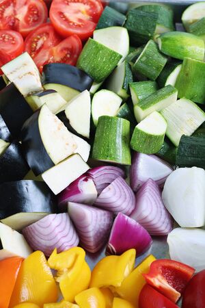 fresh veggies ready to roastの写真素材