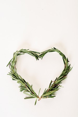 rosemary sprigs heartの写真素材