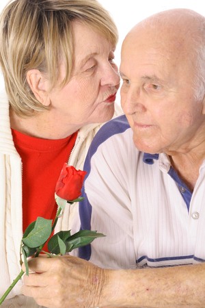 happy senior kissesの写真素材