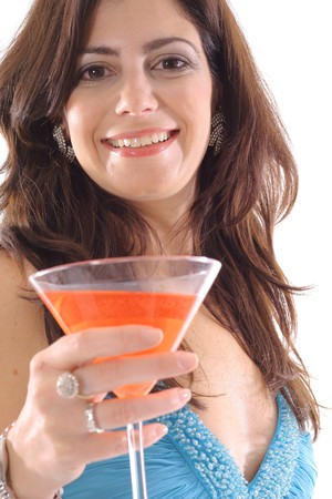 woman in evening dress with cocktailの写真素材