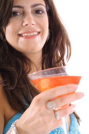 woman with cocktail sideの写真素材