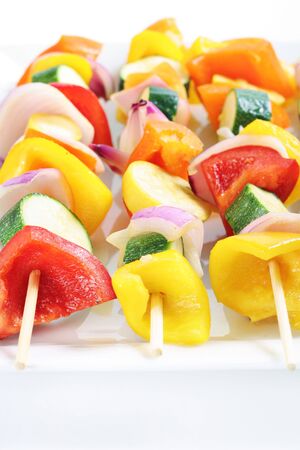 vegetables skewers verticalの写真素材