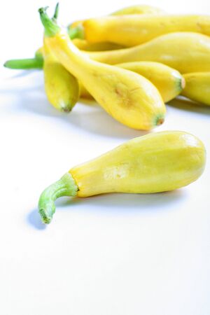 fresh yellow squash from the garden verticalの写真素材